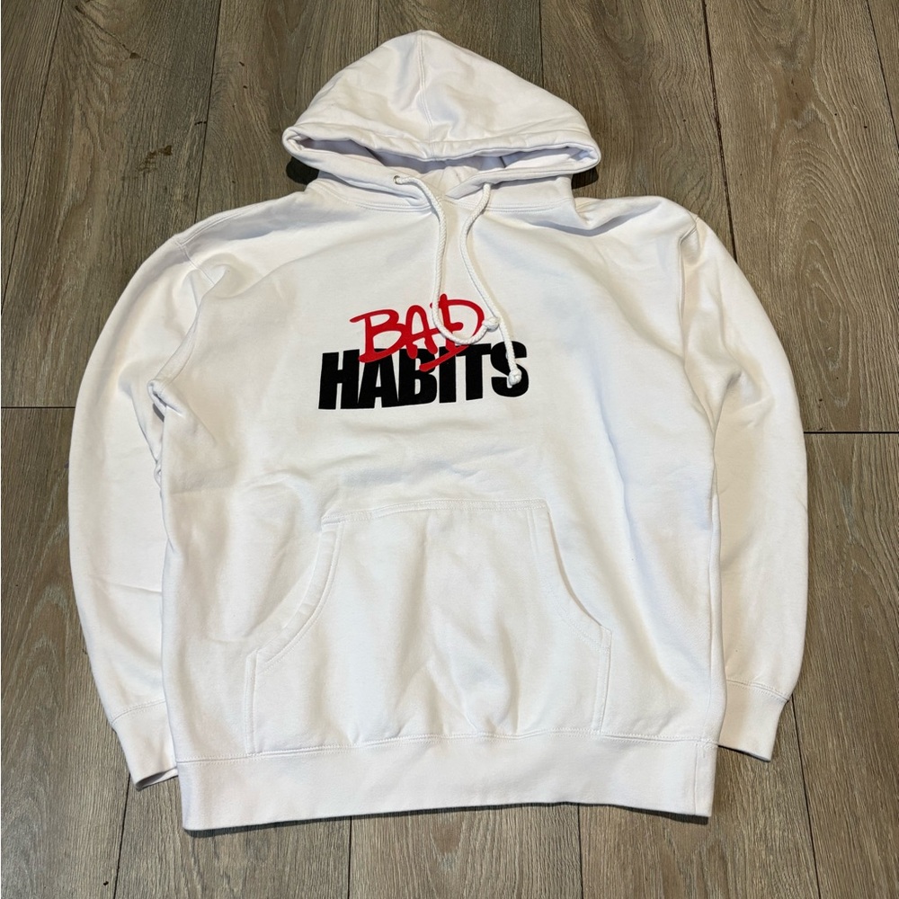 Men’s Y2K Vlone Nav Hoodie White Red Size Large Bad Habits Hip Hop
